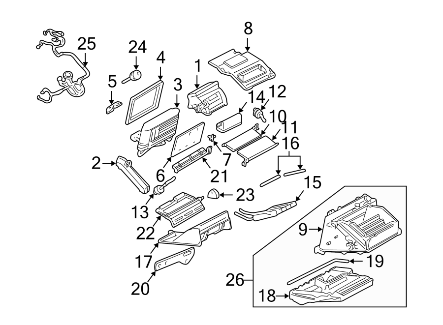 Diagram AIR CONDITIONER & HEATER. EVAPORATOR & HEATER COMPONENTS. for your 1984 Chevrolet Celebrity   