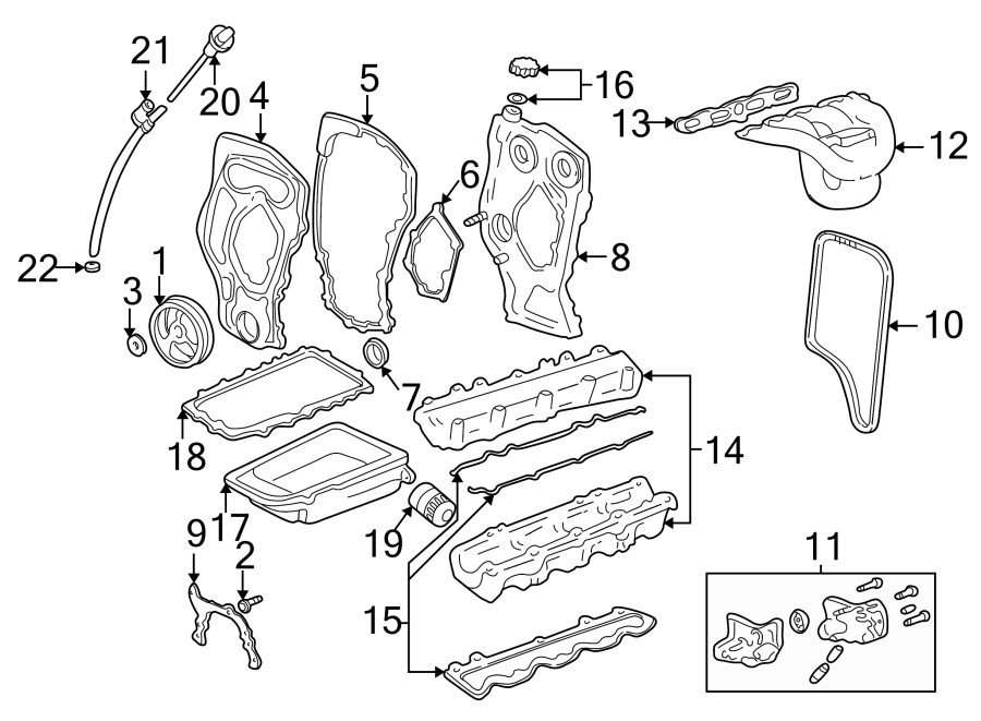 Diagram ENGINE / TRANSAXLE. ENGINE PARTS. for your 2005 Chevrolet Avalanche 1500 Base Crew Cab Pickup Fleetside  