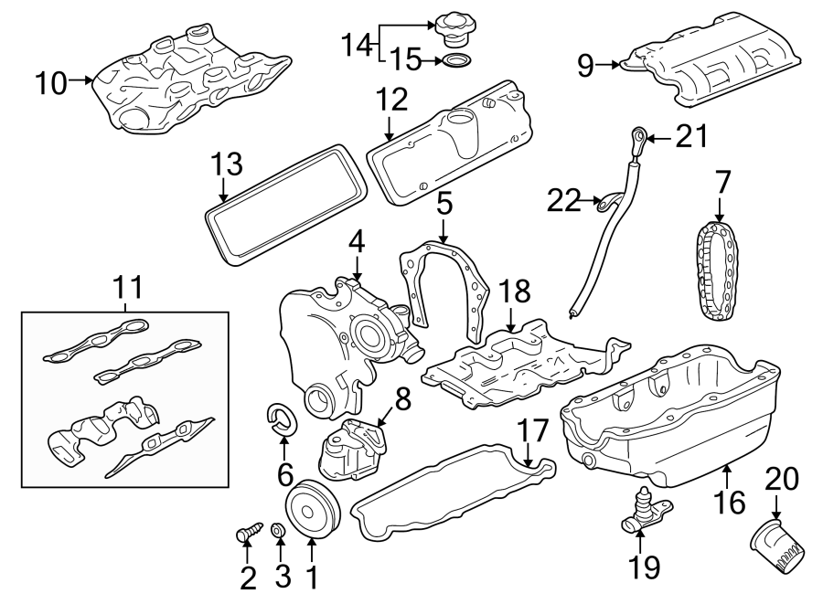 Diagram ENGINE / TRANSAXLE. ENGINE PARTS. for your 2005 Chevrolet Corvette   