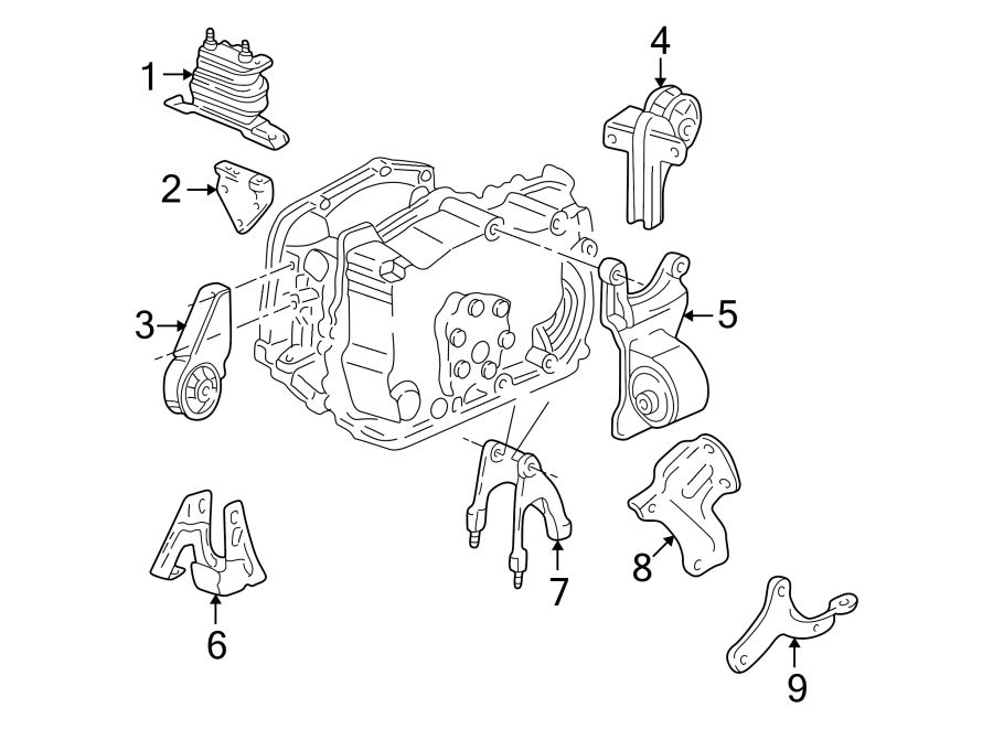 Diagram ENGINE / TRANSAXLE. ENGINE & TRANS MOUNTING. for your 2011 GMC Sierra 2500 HD 6.0L Vortec V8 FLEX A/T 4WD SLT Crew Cab Pickup 