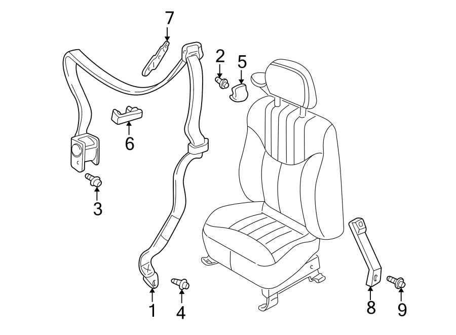 3RESTRAINT SYSTEMS. FRONT SEAT BELTS.https://images.simplepart.com/images/parts/motor/fullsize/DG99390.png