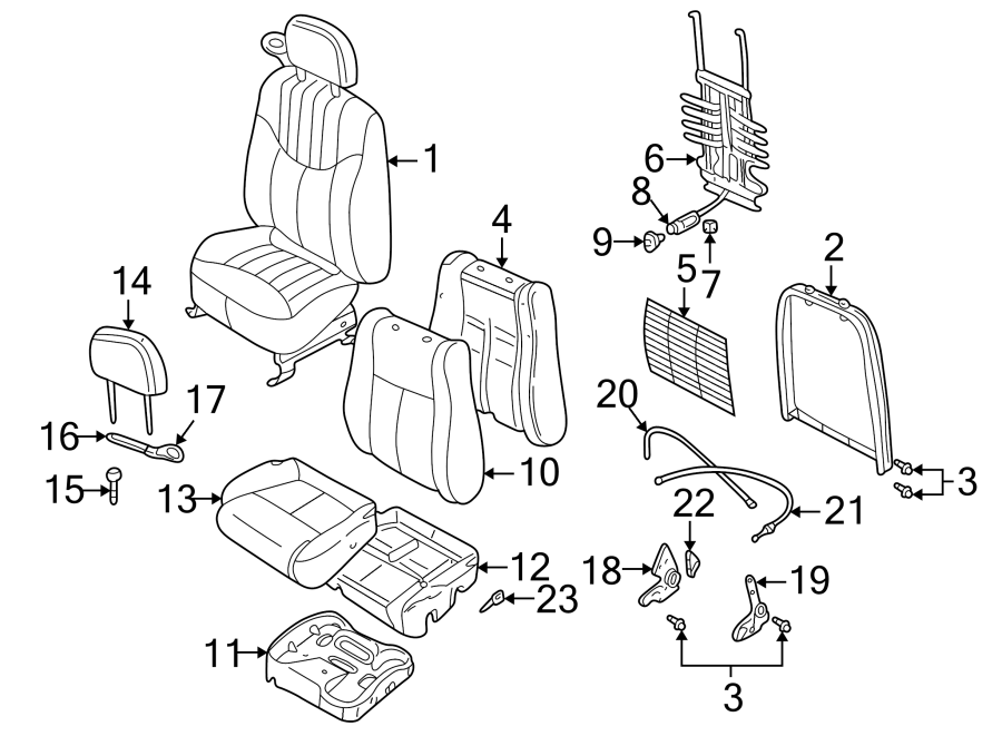 Diagram SEATS & TRACKS. FRONT SEAT COMPONENTS. for your 2017 GMC Sierra 2500 HD 6.0L Vortec V8 A/T RWD SLE Crew Cab Pickup 