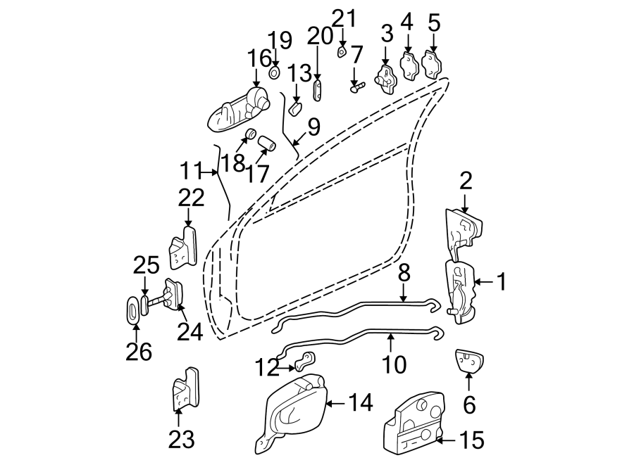 Diagram LOCK & HARDWARE. for your 2021 GMC Sierra 2500 HD 6.6L Duramax V8 DIESEL A/T 4WD Base Standard Cab Pickup Fleetside 