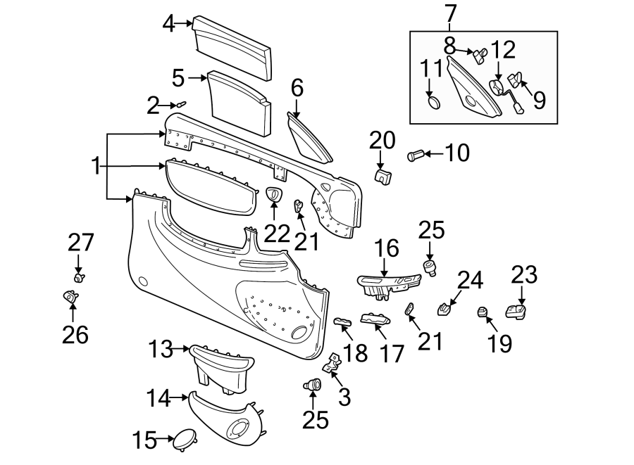 Diagram Front door. Interior trim. for your Oldsmobile Alero  