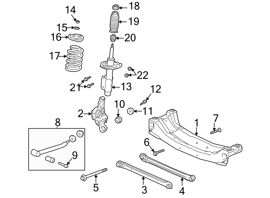 Diagram REAR SUSPENSION. SUSPENSION COMPONENTS. for your 2024 Chevrolet Equinox   