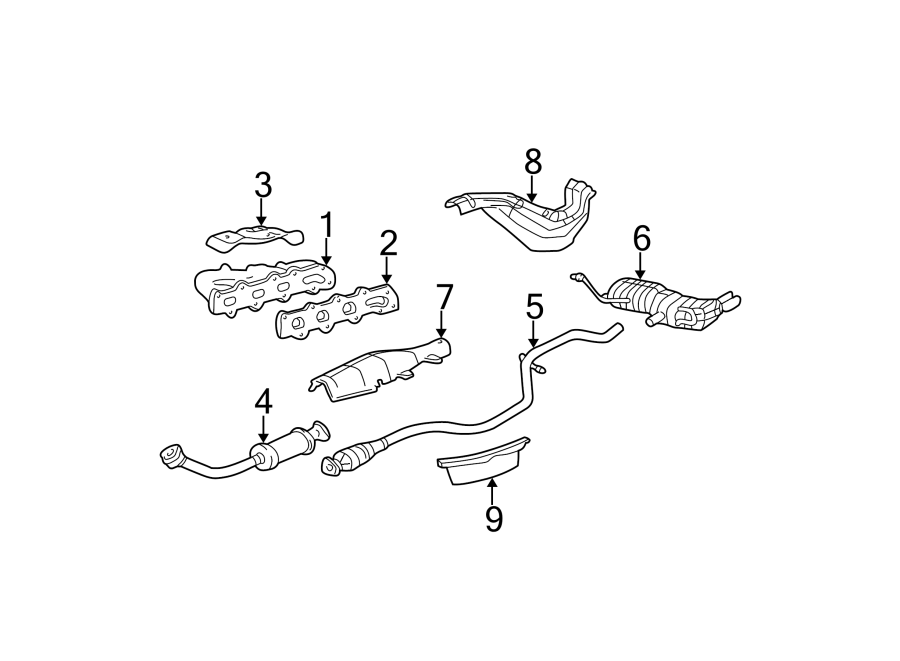 Diagram EXHAUST SYSTEM. EXHAUST COMPONENTS. for your 2024 Chevrolet Camaro  LT1 Convertible 