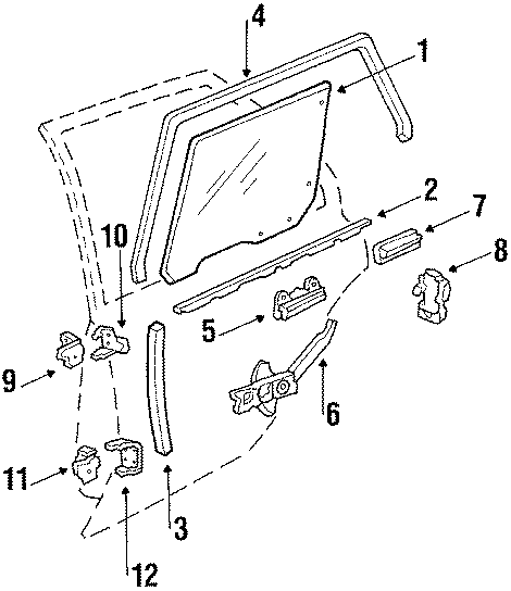 Diagram REAR DOOR. GLASS & HARDWARE. for your 2021 Chevrolet Spark   