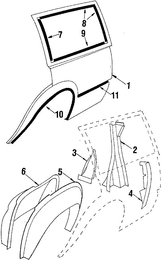 Diagram QUARTER PANEL & COMPONENTS. for your Oldsmobile Firenza  