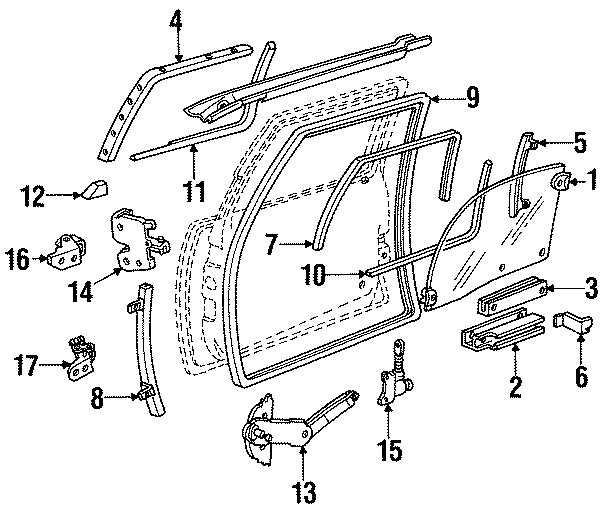 Diagram FRONT DOOR. GLASS & HARDWARE. for your 2021 Chevrolet Spark   