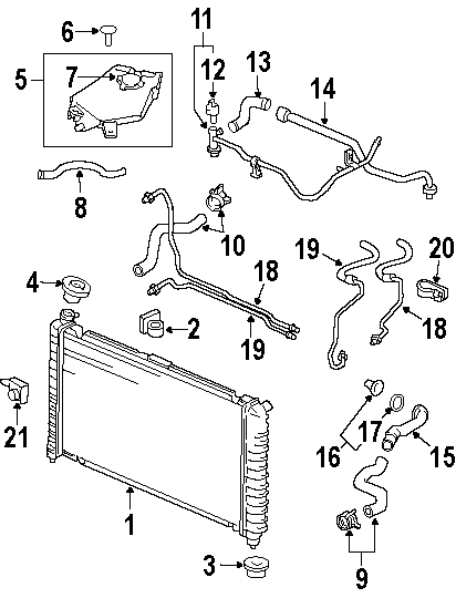 Diagram RADIATOR & COMPONENTS. for your 1996 Chevrolet K2500  Silverado Standard Cab Pickup Fleetside 7.4L Vortec V8 A/T 