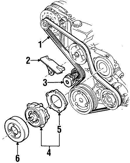 Diagram BELTS & PULLEYS. WATER PUMP. for your Cadillac Escalade EXT  