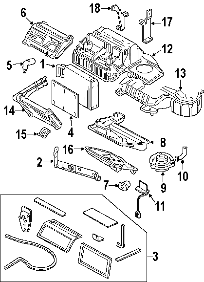 Diagram AIR CONDITIONER & HEATER. EVAPORATOR & HEATER COMPONENTS. for your 2005 Chevrolet Trailblazer   