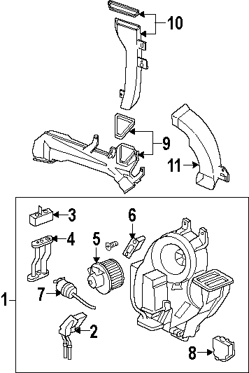 Diagram AIR CONDITIONER & HEATER. EVAPORATOR & HEATER COMPONENTS. for your 2005 Chevrolet Trailblazer   