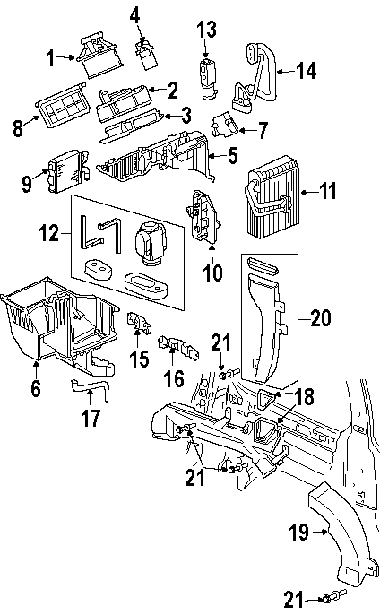 16AIR CONDITIONER & HEATER. EVAPORATOR & HEATER COMPONENTS.https://images.simplepart.com/images/parts/motor/fullsize/DH97073.png