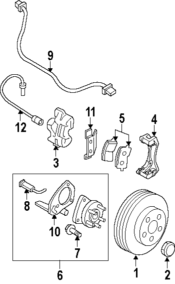 Diagram FRONT SUSPENSION. BRAKE COMPONENTS. for your 2005 Buick Lesabre Limited Sedan  