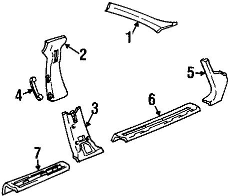 Diagram PILLARS. ROCKER & FLOOR. INTERIOR TRIM. for your 2005 Chevrolet Express 3500   