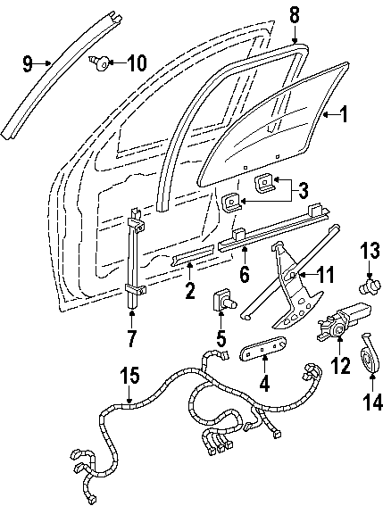 Diagram FRONT DOOR. GLASS & HARDWARE. for your 2017 Chevrolet Spark   