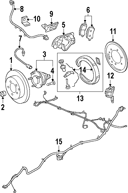 Diagram REAR SUSPENSION. BRAKE COMPONENTS. for your 2004 GMC Sierra 2500 HD 6.6L Duramax V8 DIESEL A/T RWD SLE Crew Cab Pickup 