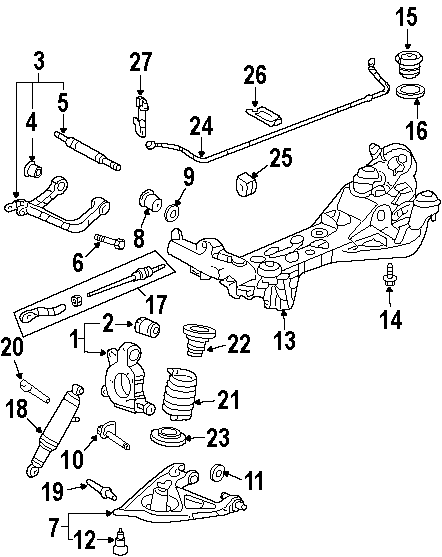 Diagram REAR SUSPENSION. SUSPENSION COMPONENTS. for your 2014 GMC Sierra 2500 HD 6.6L Duramax V8 DIESEL A/T 4WD Denali Crew Cab Pickup Fleetside 