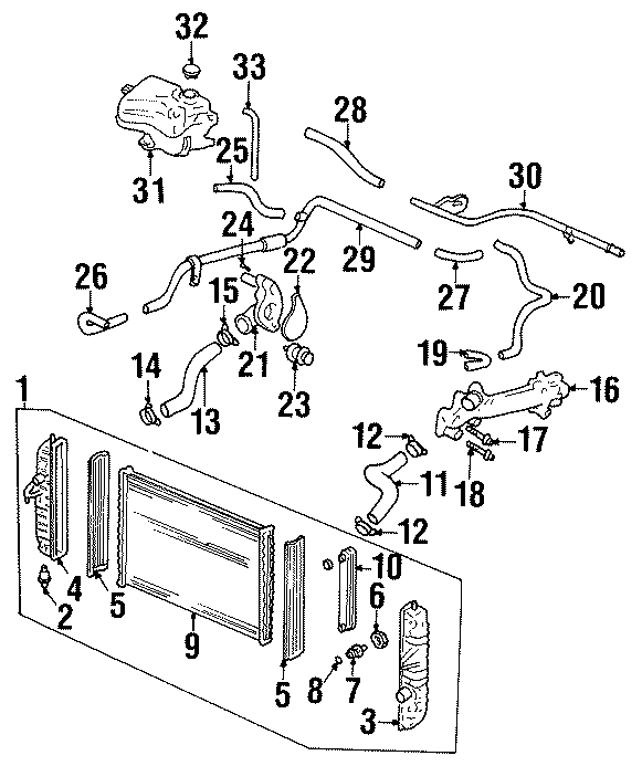 Diagram RADIATOR & COMPONENTS. for your 2013 Chevrolet Suburban 2500   