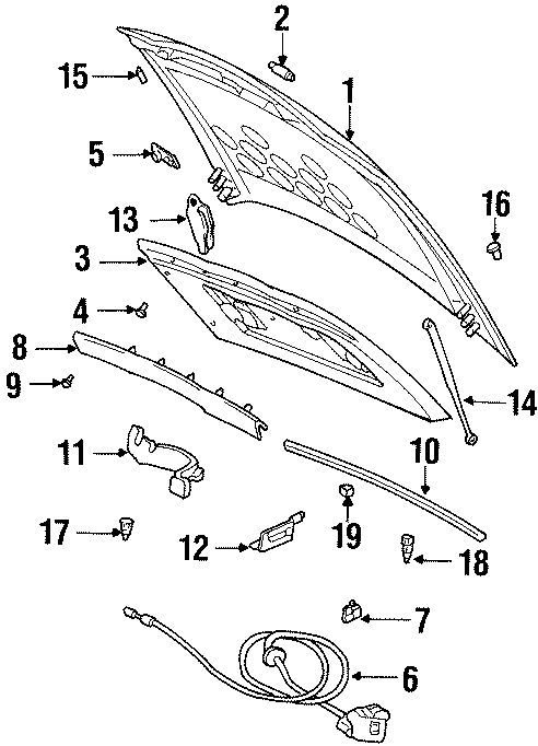 Diagram HOOD & COMPONENTS. for your 2005 Chevrolet Cavalier   