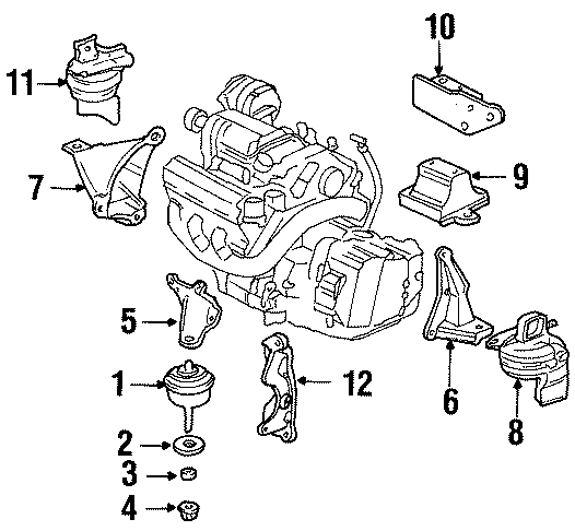 Diagram ENGINE / TRANSAXLE. ENGINE & TRANS MOUNTING. for your 2004 GMC Sierra 2500 HD 6.6L Duramax V8 DIESEL A/T 4WD SLE Crew Cab Pickup 