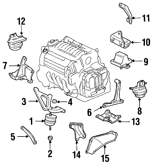 Diagram ENGINE / TRANSAXLE. ENGINE & TRANS MOUNTING. for your 2011 GMC Sierra 2500 HD 6.0L Vortec V8 FLEX A/T 4WD SLT Crew Cab Pickup 