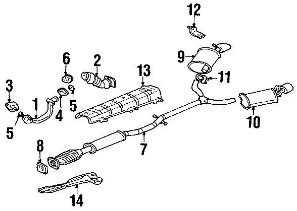 Diagram EXHAUST SYSTEM. EXHAUST COMPONENTS. for your 1992 Chevrolet K3500  Scottsdale Extended Cab Pickup Fleetside 6.5L V8 DIESEL A/T 