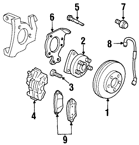 Diagram FRONT SUSPENSION. BRAKE COMPONENTS. for your 2004 GMC Sierra 2500 HD 6.6L Duramax V8 DIESEL A/T 4WD SLE Crew Cab Pickup 