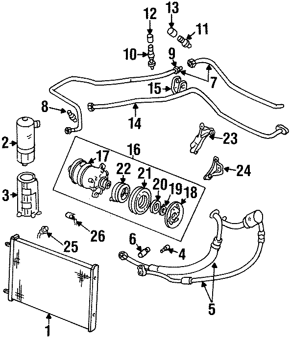 AIR CONDITIONER & HEATER. COMPRESSOR & LINES. CONDENSER. Diagram