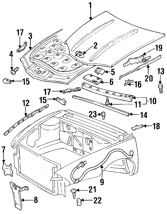 Diagram HOOD & COMPONENTS. for your 2005 Chevrolet Trailblazer EXT   