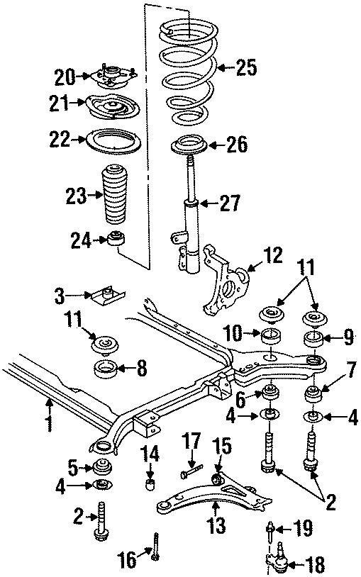 Diagram FRONT SUSPENSION. SUSPENSION COMPONENTS. for your 2016 GMC Sierra 2500 HD 6.0L Vortec V8 FLEX A/T RWD SLT Extended Cab Pickup Fleetside 