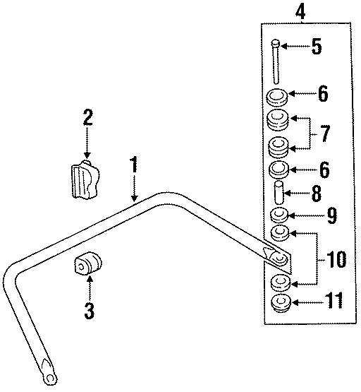 Diagram REAR SUSPENSION. STABILIZER BAR & COMPONENTS. for your 2012 GMC Sierra 2500 HD 6.0L Vortec V8 A/T RWD WT Standard Cab Pickup Fleetside 