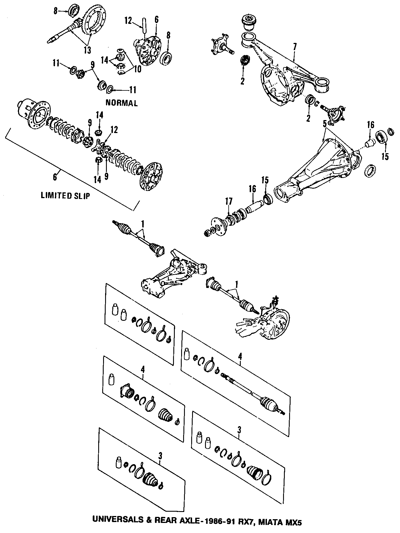 Diagram REAR AXLE. AXLE SHAFTS & JOINTS. DIFFERENTIAL. DRIVE AXLES. PROPELLER SHAFT. for your 1987 Mazda B2200   