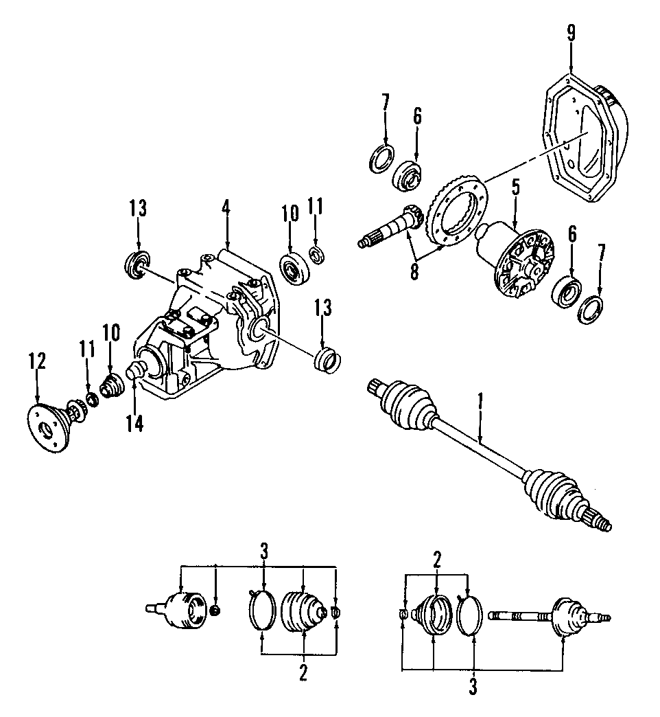 Diagram DRIVE AXLES. REAR AXLE. AXLE SHAFTS & JOINTS. DIFFERENTIAL. PROPELLER SHAFT. for your 2006 Mazda B4000   