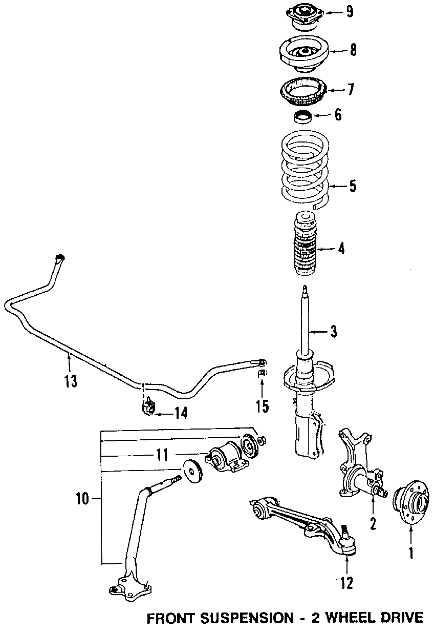 Diagram FRONT SUSPENSION. LOWER CONTROL ARM. STABILIZER BAR. SUSPENSION COMPONENTS. for your 1997 Mazda MX-6   