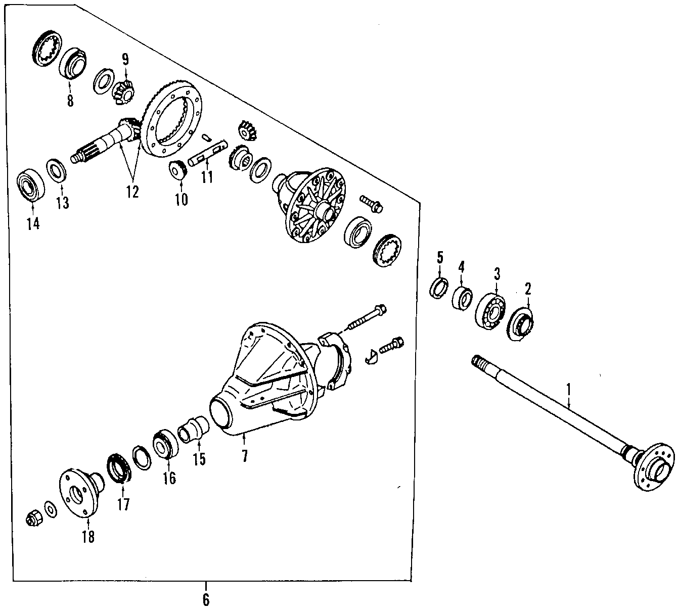 Diagram REAR AXLE. DIFFERENTIAL. PROPELLER SHAFT. for your 1995 Mazda Millenia   