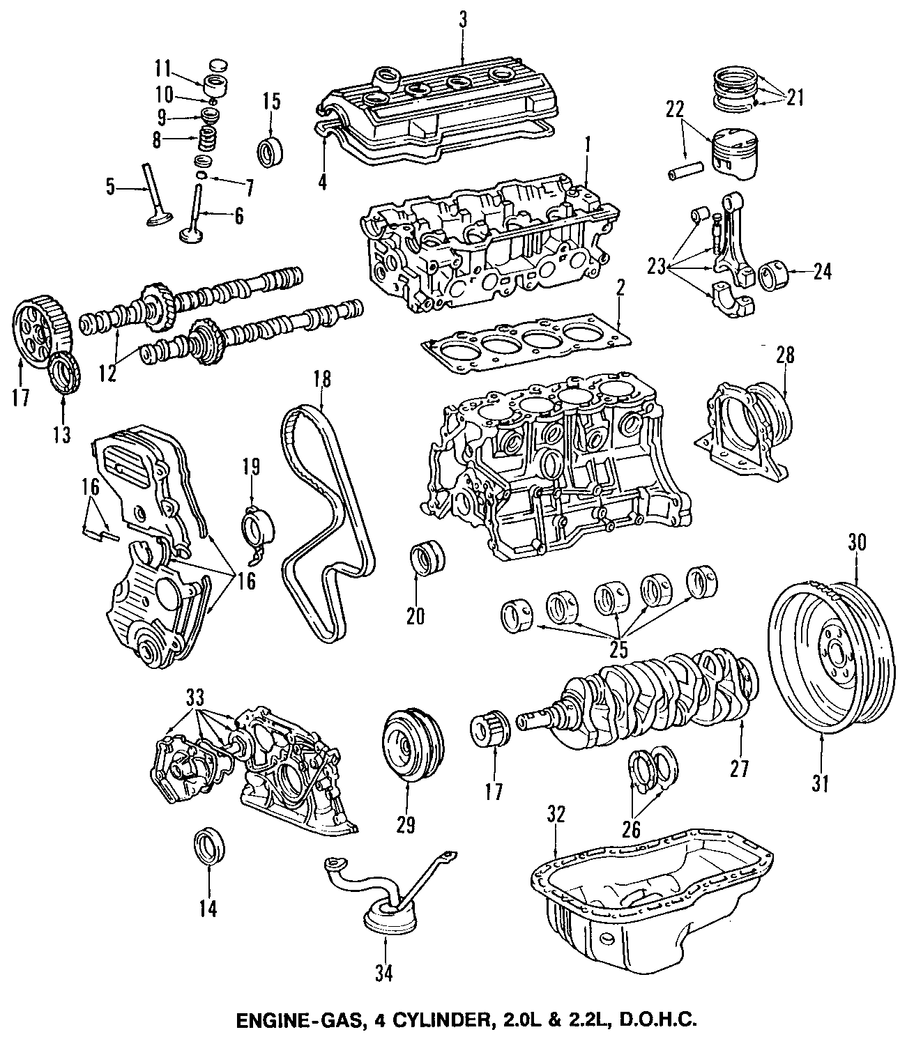 Diagram CAMSHAFT & TIMING. CRANKSHAFT & BEARINGS. CYLINDER HEAD & VALVES. LUBRICATION. MOUNTS. PISTONS. RINGS & BEARINGS. for your Toyota Camry  