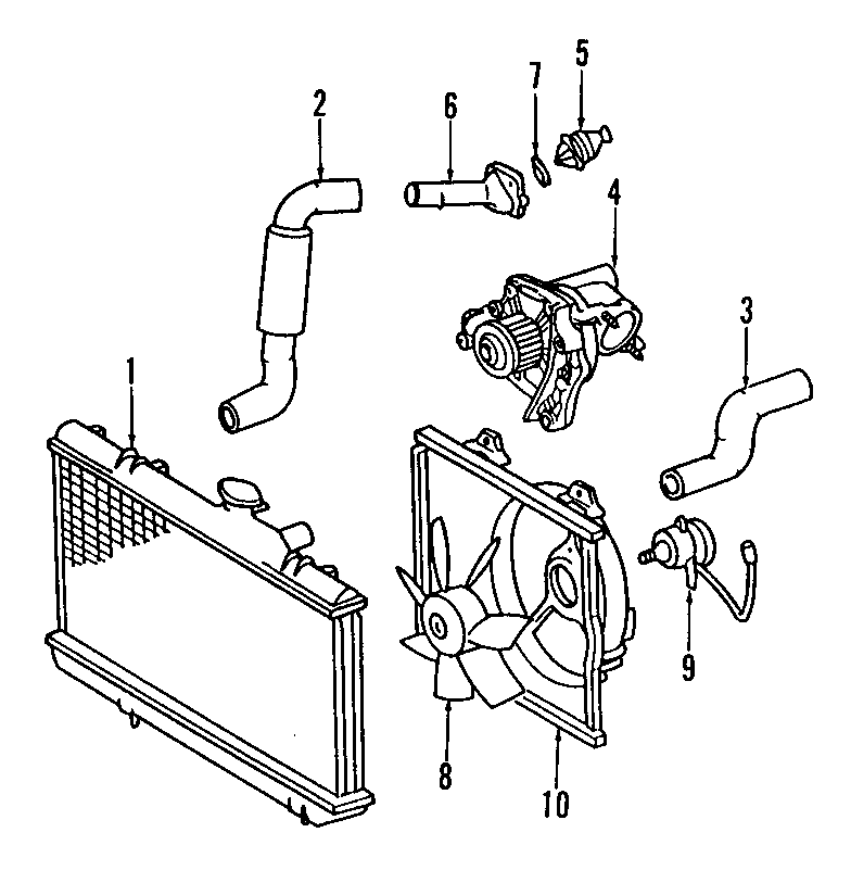 Diagram COOLING SYSTEM. COOLING FAN. RADIATOR. WATER PUMP. for your 1986 Toyota Camry   