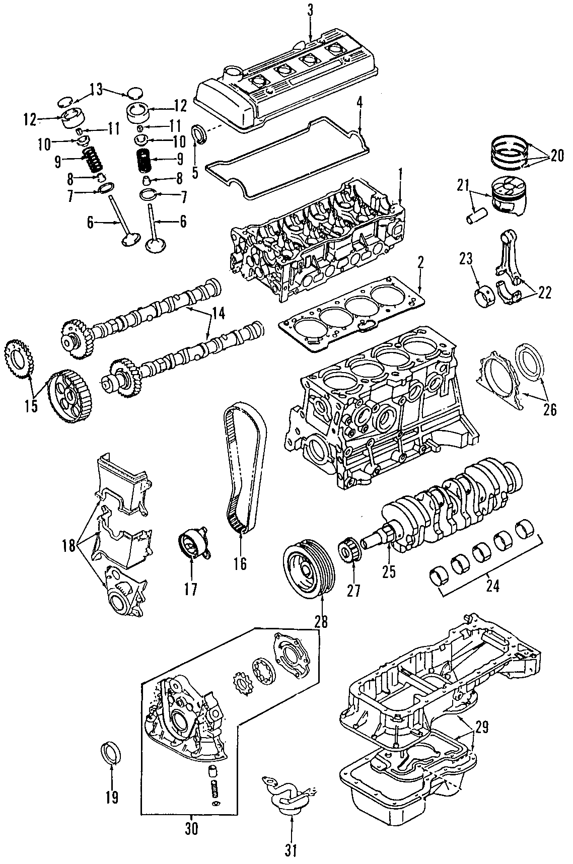 Diagram CAMSHAFT & TIMING. CRANKSHAFT & BEARINGS. CYLINDER HEAD & VALVES. LUBRICATION. MOUNTS. PISTONS. RINGS & BEARINGS. for your Toyota Celica  