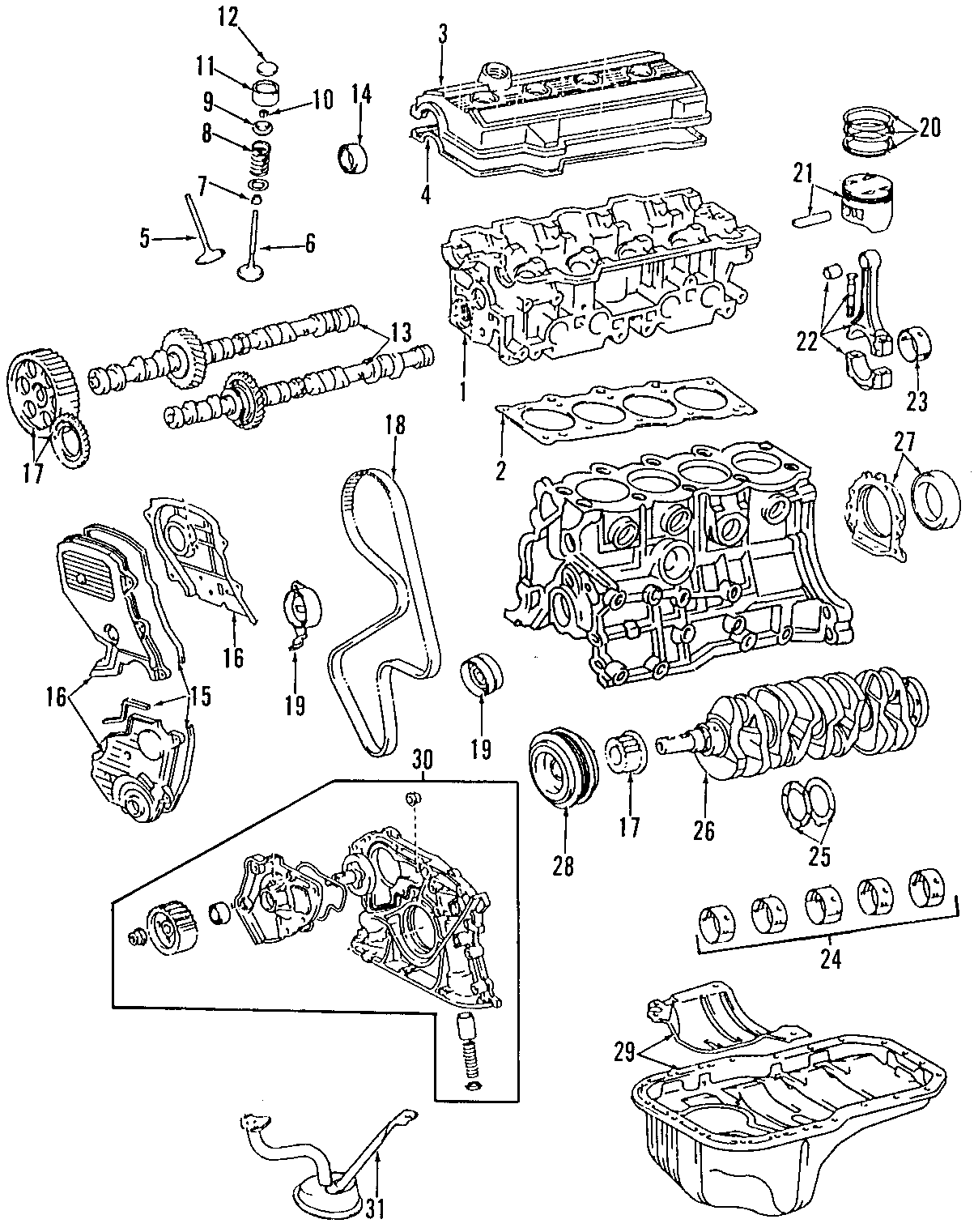 Diagram CAMSHAFT & TIMING. CRANKSHAFT & BEARINGS. CYLINDER HEAD & VALVES. LUBRICATION. MOUNTS. PISTONS. RINGS & BEARINGS. for your 2008 Toyota Highlander   