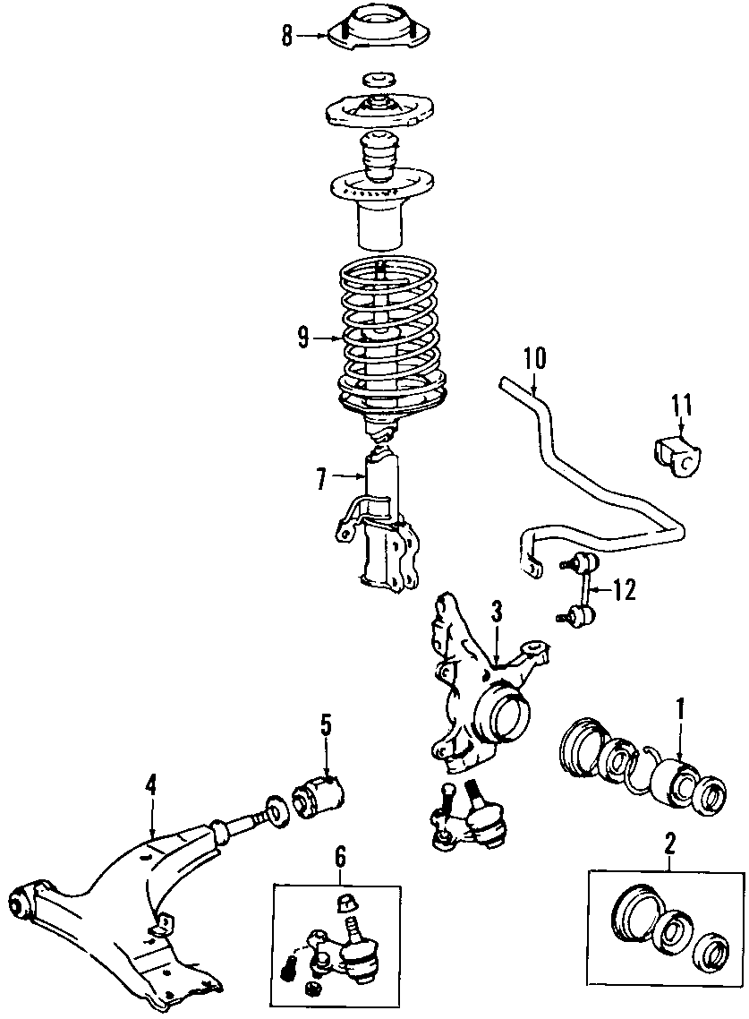 Diagram FRONT SUSPENSION. LOWER CONTROL ARM. STABILIZER BAR. SUSPENSION COMPONENTS. for your 2021 Toyota RAV4   