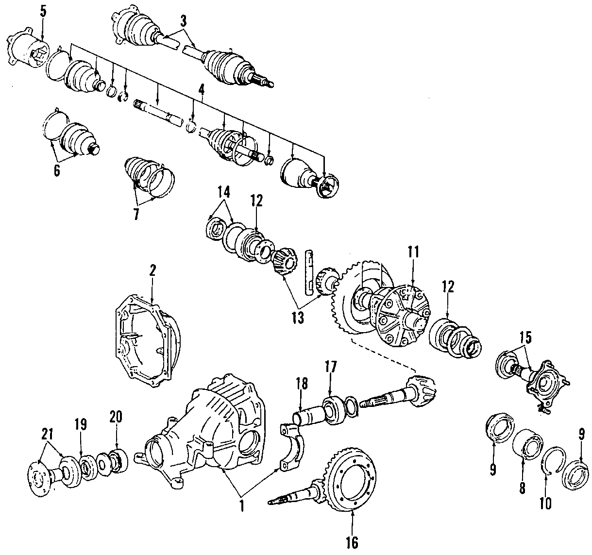 Diagram DRIVE AXLES. DRIVE SHAFTS. REAR AXLE. for your Toyota