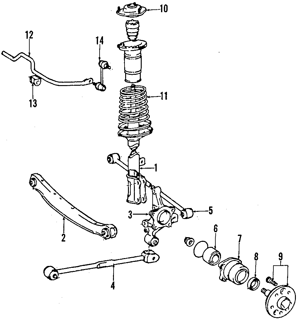 Diagram REAR SUSPENSION. STABILIZER BAR. SUSPENSION COMPONENTS. for your 2002 Toyota Celica  GTS Hatchback 