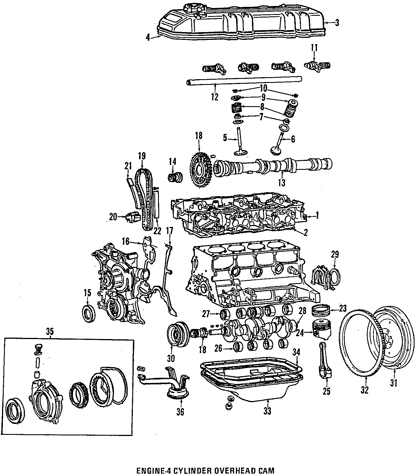 Diagram CAMSHAFT & TIMING. CRANKSHAFT & BEARINGS. CYLINDER HEAD & VALVES. LUBRICATION. MOUNTS. PISTONS. RINGS & BEARINGS. for your 2001 Toyota Tacoma   