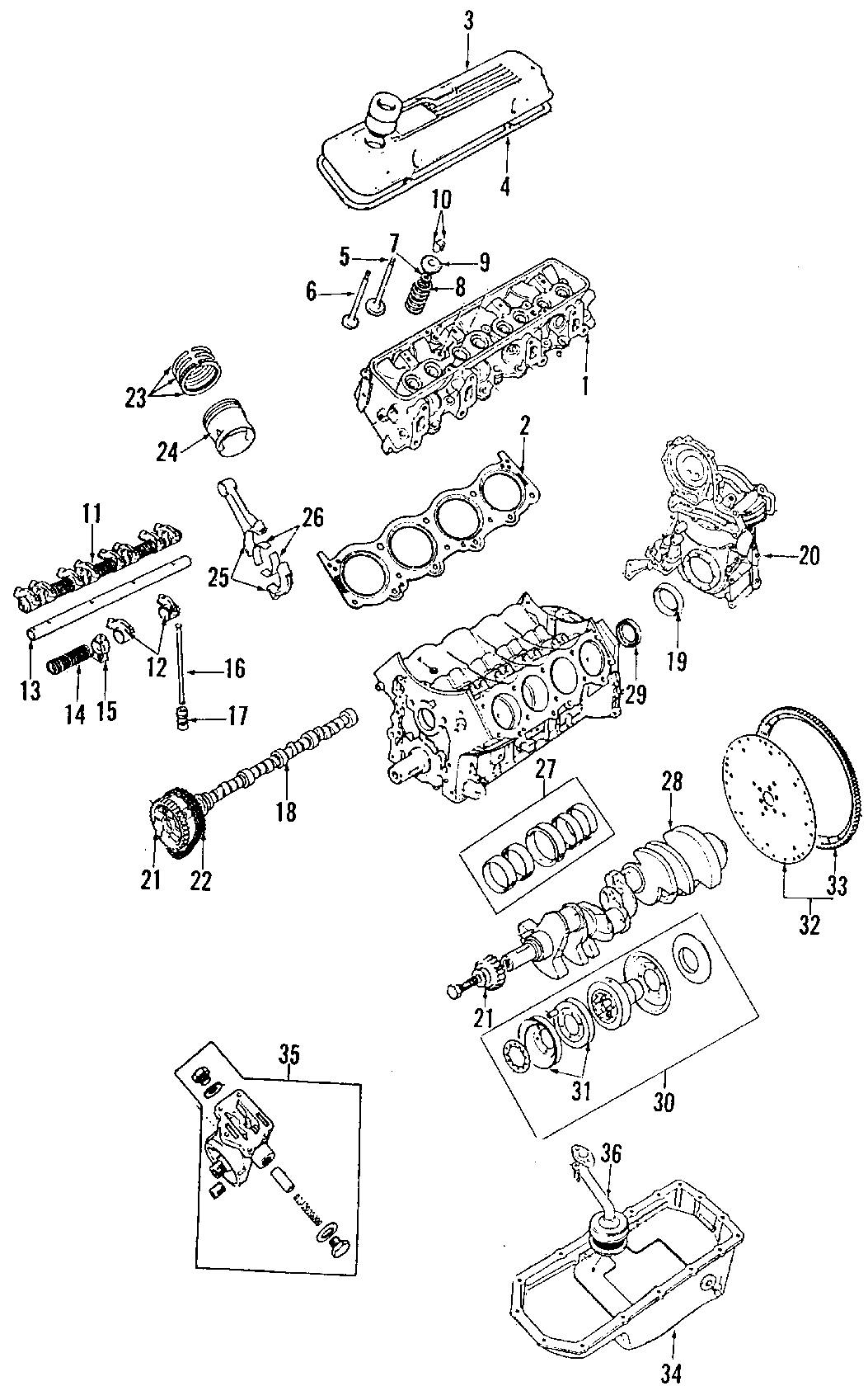 Diagram CAMSHAFT & TIMING. CRANKSHAFT & BEARINGS. CYLINDER HEAD & VALVES. LUBRICATION. MOUNTS. PISTONS. RINGS & BEARINGS. for your 2023 Land Rover Discovery Sport   