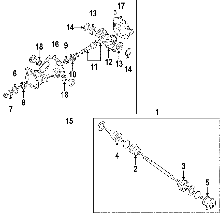 16REAR AXLE. AXLE SHAFTS & JOINTS. DIFFERENTIAL. DRIVE AXLES. PROPELLER SHAFT.https://images.simplepart.com/images/parts/motor/fullsize/F053100.png