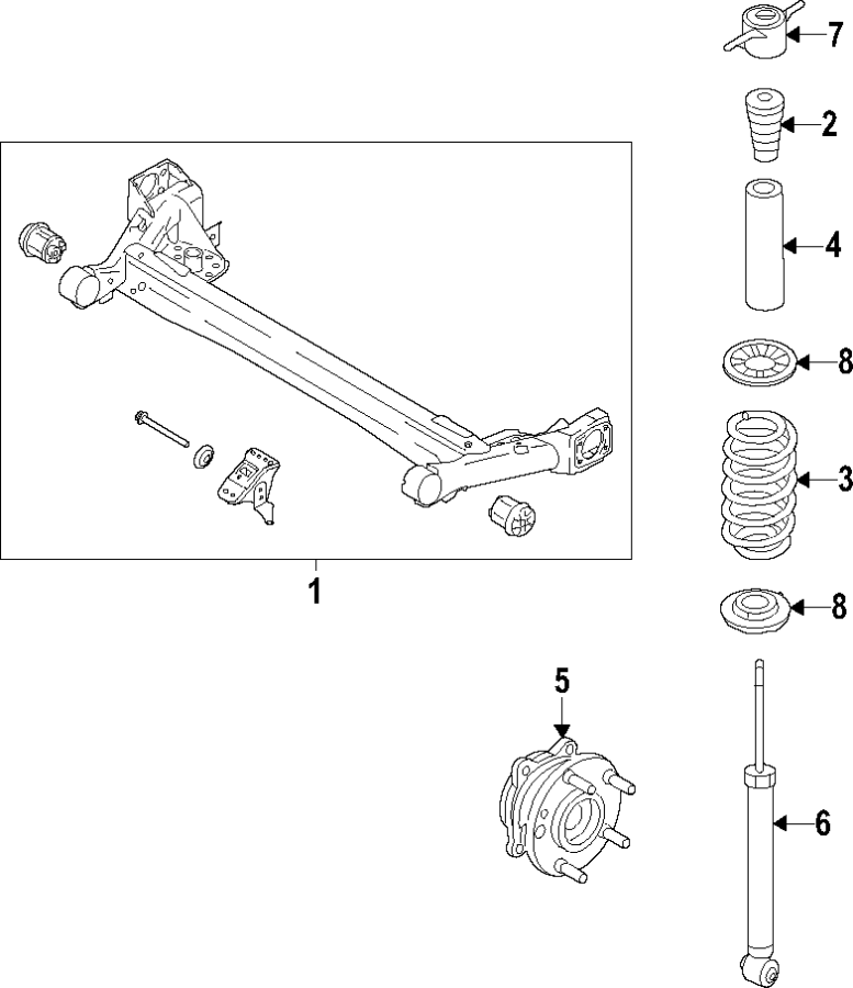 Diagram Rear suspension. Suspension components. for your 1992 Hyundai Elantra   