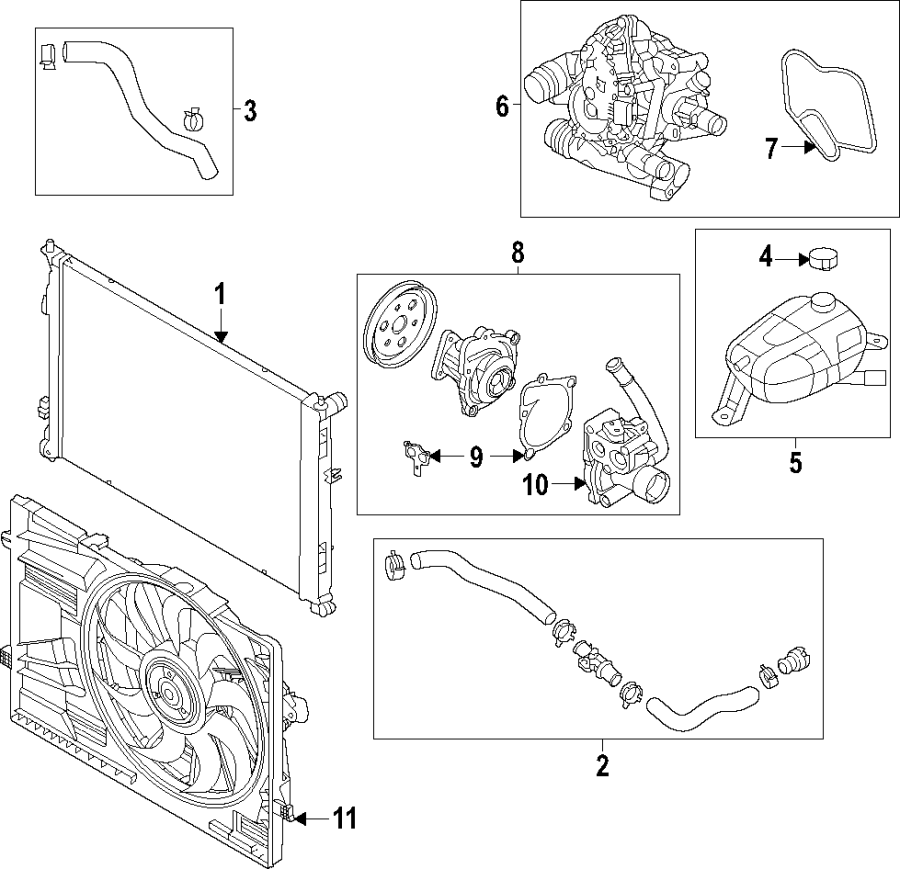 Diagram Cooling system. Cooling fan. Radiator. Water pump. for your 2022 Hyundai Tucson  Ultimate Plug-In Hybrid Sport Utility 