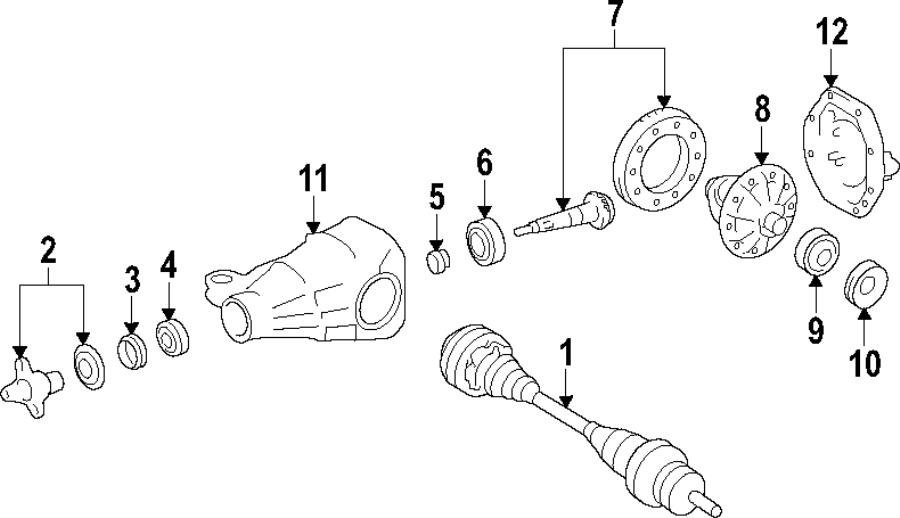 Diagram REAR AXLE. DIFFERENTIAL. DRIVE AXLES. PROPELLER SHAFT. for your Genesis